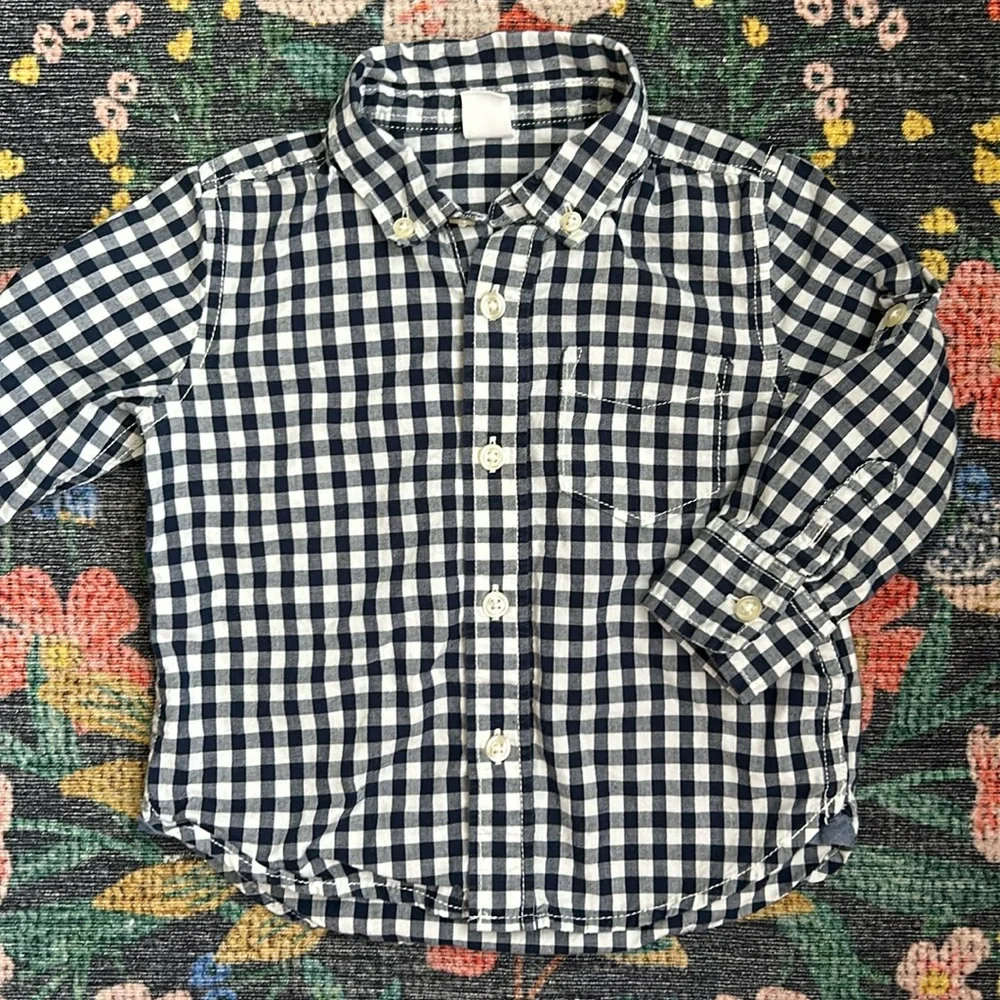 Gap Toddler Boy Check Button Down, Size 18-24 Months